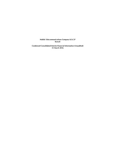 Thumbnail Zain (Mobile Telecommunications Company) Quarterly Report 2016-q1