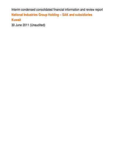 Miniature National Industries Group Holding Bilan financier 2011-h1