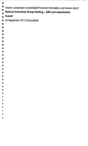 Miniature National Industries Group Holding Bilan financier 2013-9m