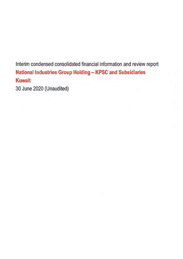 Miniature National Industries Group Holding Bilan financier 2020-h1