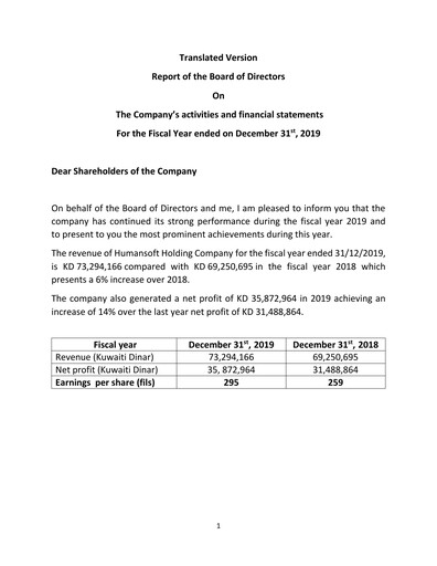 Thumbnail Humansoft Holding Company Annual Report 2019