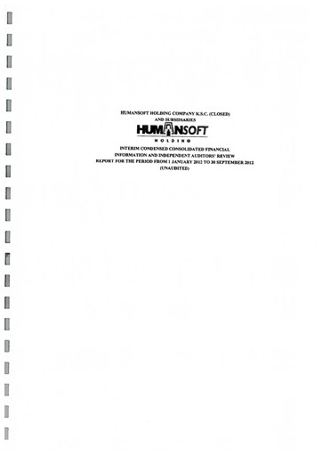 Thumbnail Humansoft Holding Company Financial Report 2012-9m