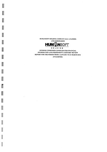Thumbnail Humansoft Holding Company Financial Report 2012-q1