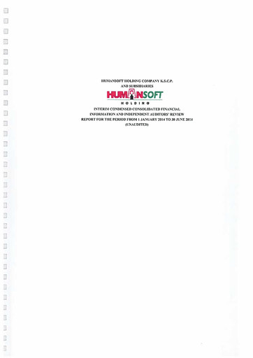 Thumbnail Humansoft Holding Company Financial Report 2014-h1