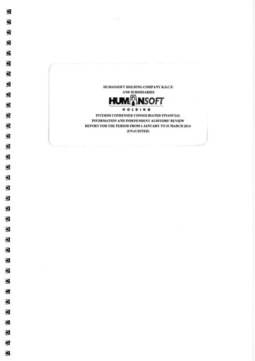 Thumbnail Humansoft Holding Company Financial Report 2014-q1