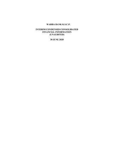 Thumbnail Warba Bank Financial Statement 2020-h1