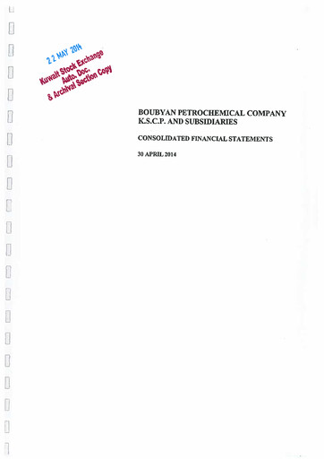 Thumbnail Boubyan Petrochemical Company Financial Statement fy2014