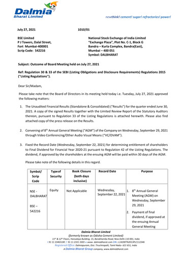 Thumbnail Dalmia Bharat Quarterly Report 2021-q1