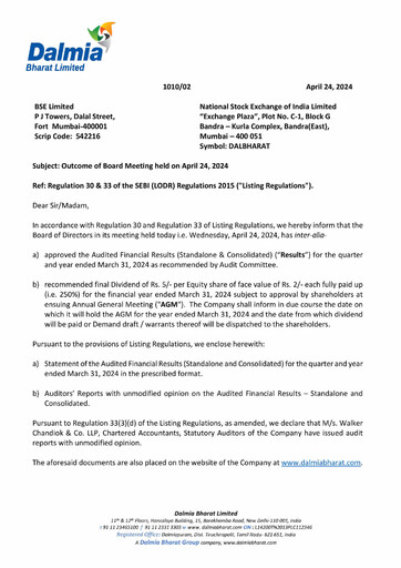 Thumbnail Dalmia Bharat Quarterly Report 2023-q4