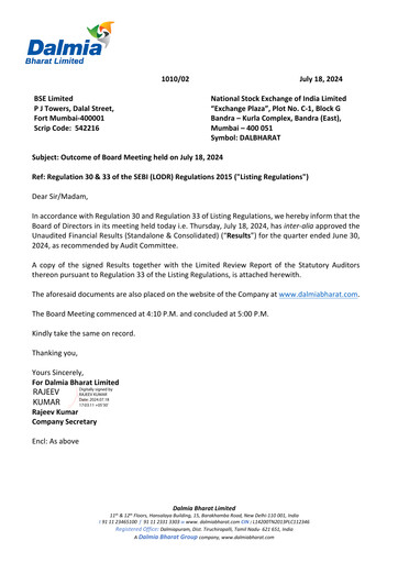 Thumbnail Dalmia Bharat Quarterly Report 2024-q1