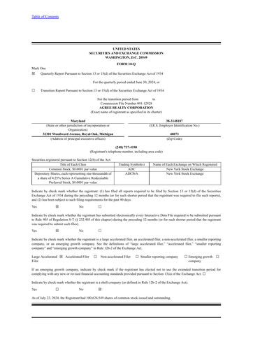 Thumbnail Agree Realty
 Quarterly Report 2024-q2
