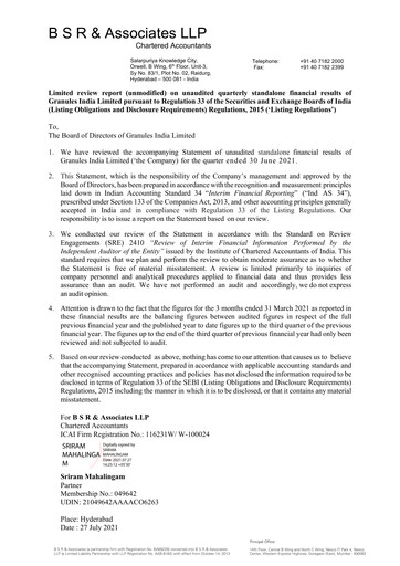 Thumbnail Granules India Quarterly Report 2021-q1