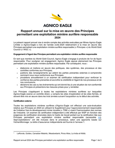 Thumbnail Agnico Eagle Mines Annual Report 2024