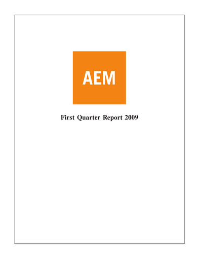 Thumbnail Agnico Eagle Mines Quarterly Report 2009-q1