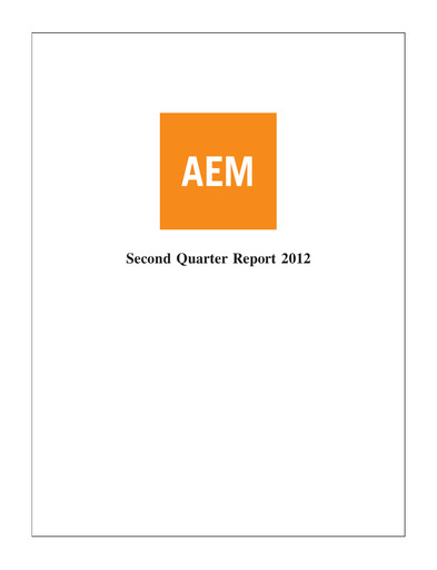 Thumbnail Agnico Eagle Mines Quarterly Report 2012-q2