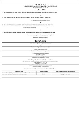 Miniature Toro Corp. Rapport annuel 2023
