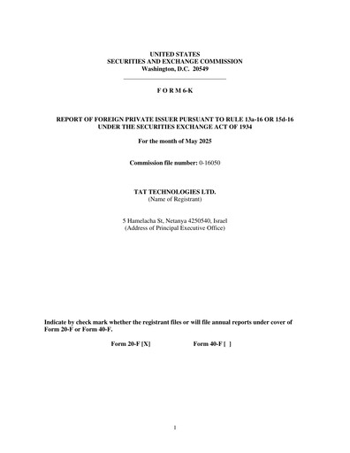 Thumbnail TAT Technologies Quarterly Report 2025-q1