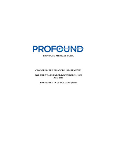 Thumbnail Profound Medical Financial Statement fy2020