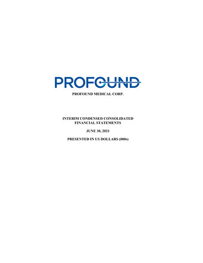 Thumbnail Profound Medical Quarterly Report 2021-q2
