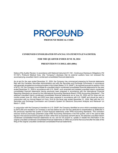 Thumbnail Profound Medical Quarterly Report 2024-q2