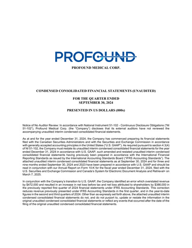 Thumbnail Profound Medical Quarterly Report 2024-q3