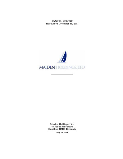 Miniature Fidelis Insurance Rapport annuel 2007