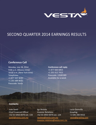 Vorschaubild Vesta Real Estate Quartalsbericht 2014-q2