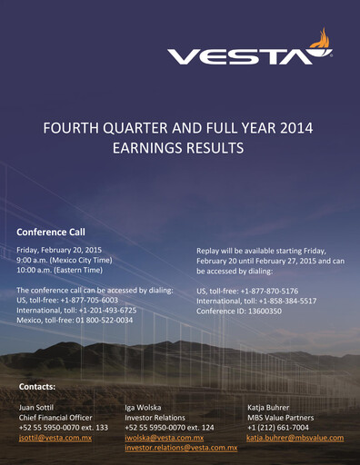 Vorschaubild Vesta Real Estate Quartalsbericht 2014-q4