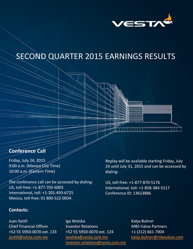 Vorschaubild Vesta Real Estate Quartalsbericht 2015-q2