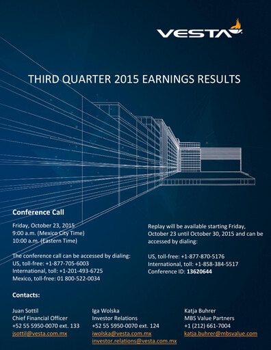 Vorschaubild Vesta Real Estate Quartalsbericht 2015-q3