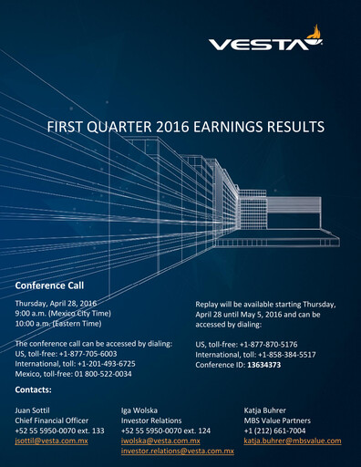 Vorschaubild Vesta Real Estate Quartalsbericht 2016-q1