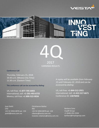 Vorschaubild Vesta Real Estate Quartalsbericht 2017-q4
