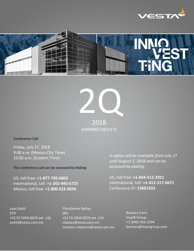 Vorschaubild Vesta Real Estate Quartalsbericht 2018-q2