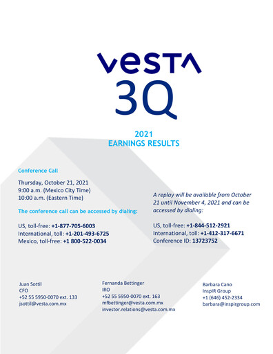 Vorschaubild Vesta Real Estate Quartalsbericht 2021-q3