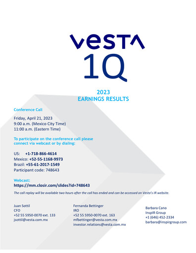Thumbnail Vesta Real Estate Quarterly Report 2023-q1