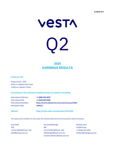 Thumbnail Vesta Real Estate Quarterly Report 2025-q2