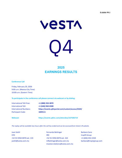 Thumbnail Vesta Real Estate Quarterly Report 2025-q4