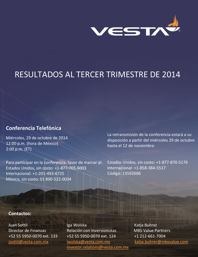 Vorschaubild Vesta Real Estate Quartalsbericht 2014-q3
