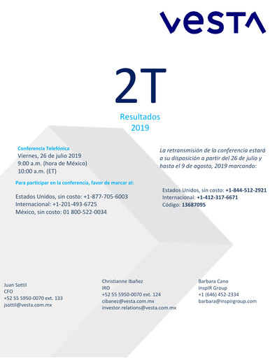 Vorschaubild Vesta Real Estate Quartalsbericht 2019-q2