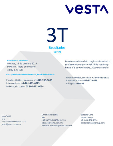 Vorschaubild Vesta Real Estate Quartalsbericht 2019-q3