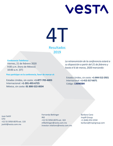 Vorschaubild Vesta Real Estate Quartalsbericht 2019-q4