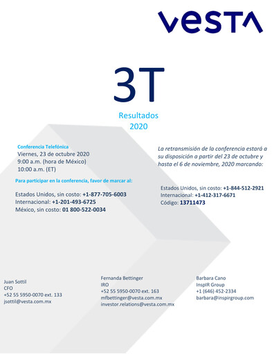 Vorschaubild Vesta Real Estate Quartalsbericht 2020-q3
