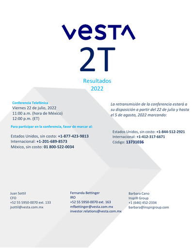 Vorschaubild Vesta Real Estate Quartalsbericht 2022-q2