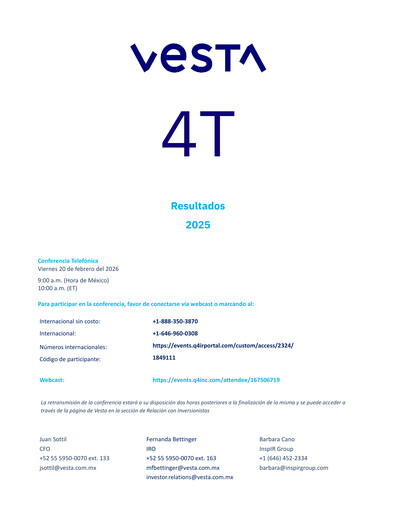 Thumbnail Vesta Real Estate Quarterly Report 2025-q4