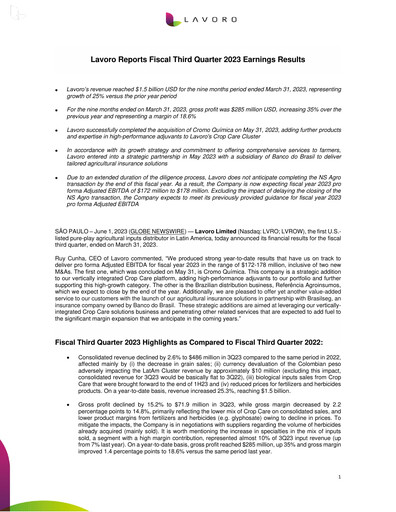 Thumbnail Lavoro Quarterly Report 2023-q3