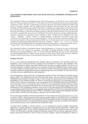 Thumbnail Oculis Holding AG Financial Report 2024-q1