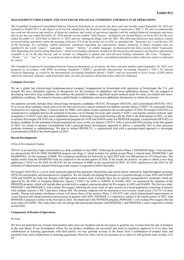 Thumbnail Oculis Holding AG Financial Report 2025-9m