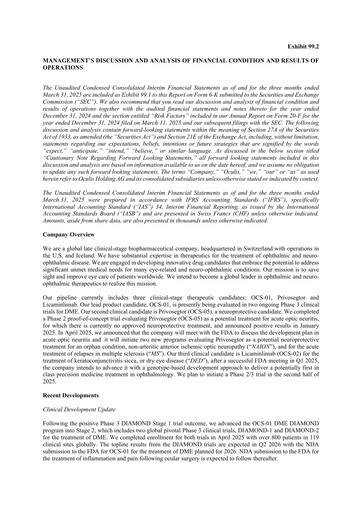 Thumbnail Oculis Holding AG Financial Report 2025-q1