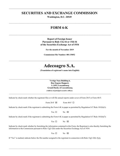 Thumbnail Adecoagro Financial Statement 2019-9m