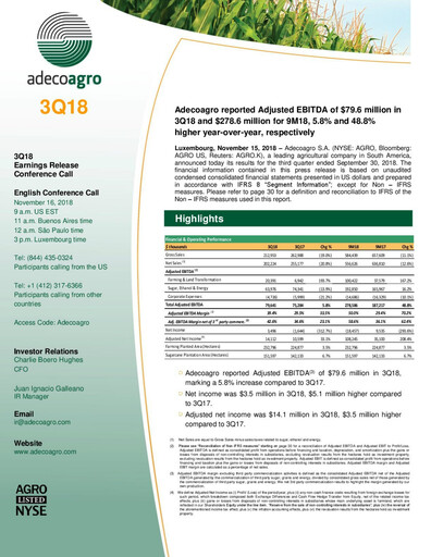 Thumbnail Adecoagro Quarterly Report 2018-q3